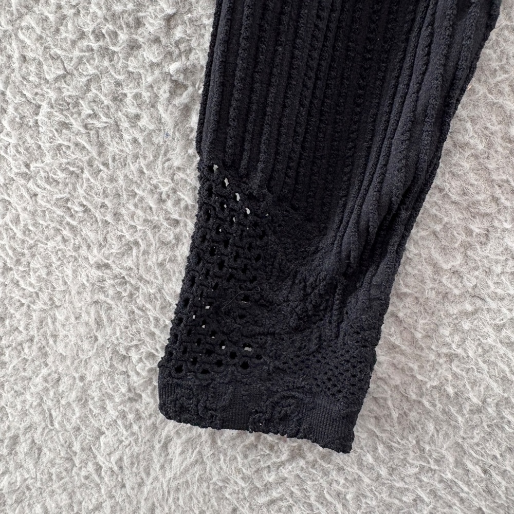 Free People Dynamic Duo Long Sleeve Ribbed Scoop Neck Top Black XS/S - Picture 11 of 13